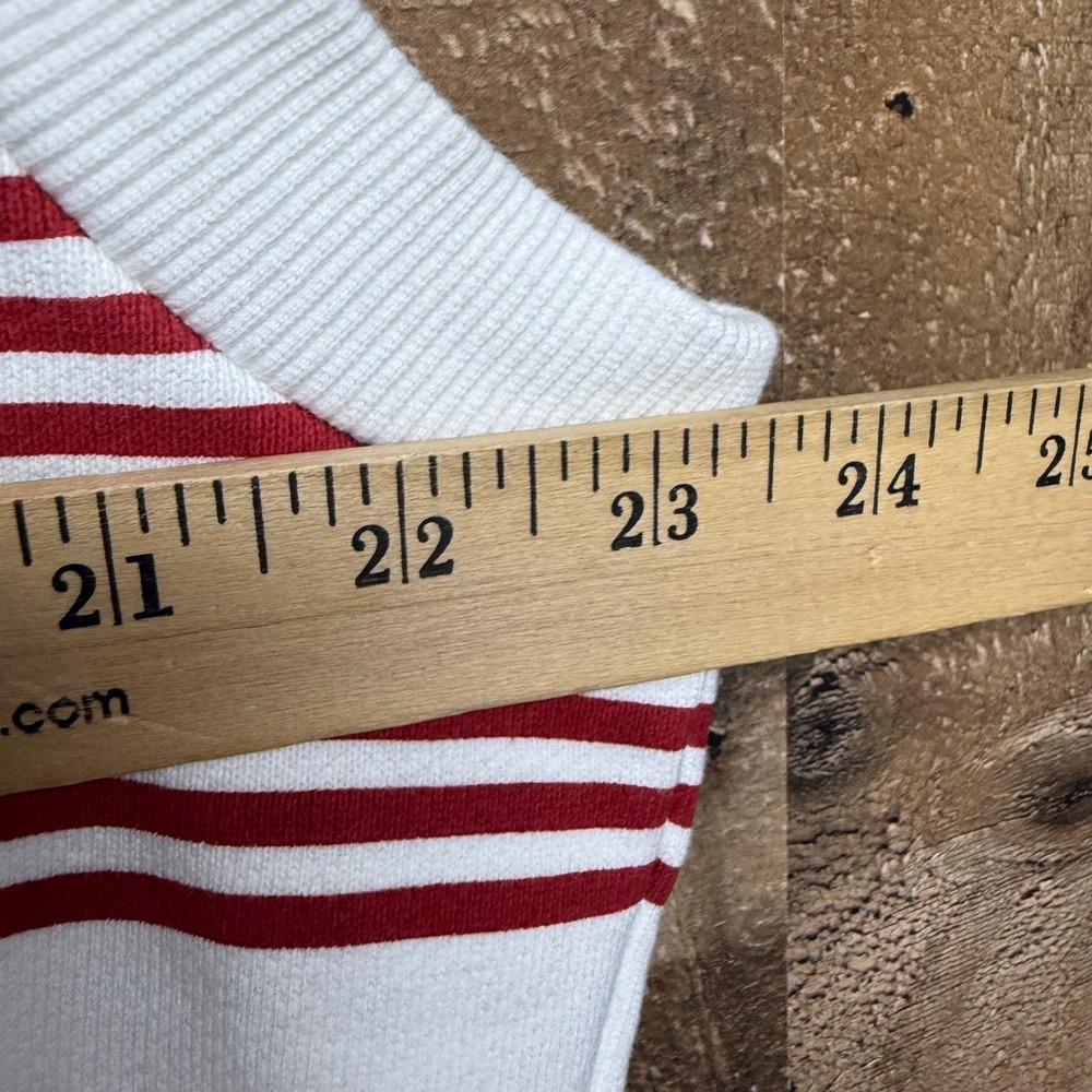 Adidas Vest Sweatshirt White Red Stripe V Neck Athletic Mens L - Picture 3 of 8